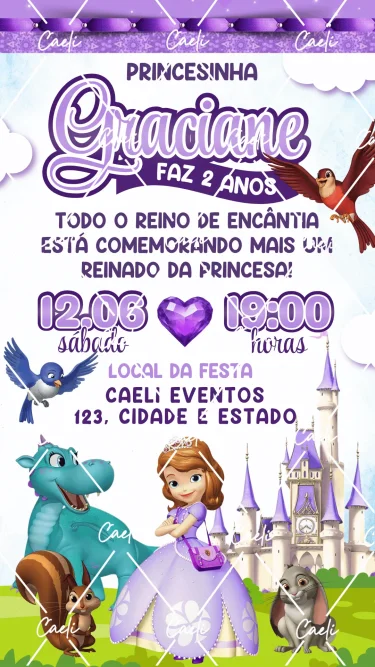 Convite Digital Princesa Sofia