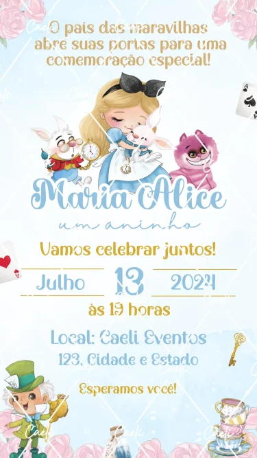Convite Digital Alice no país das maravilhas 2