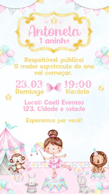 Convite Digital Circo Rosa