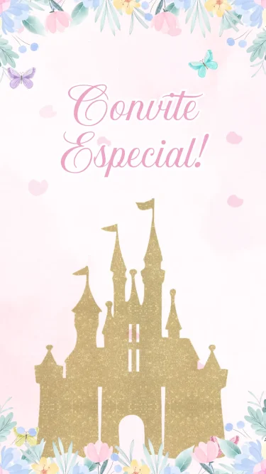 Convite Animado Princesas da Disney Cute 2