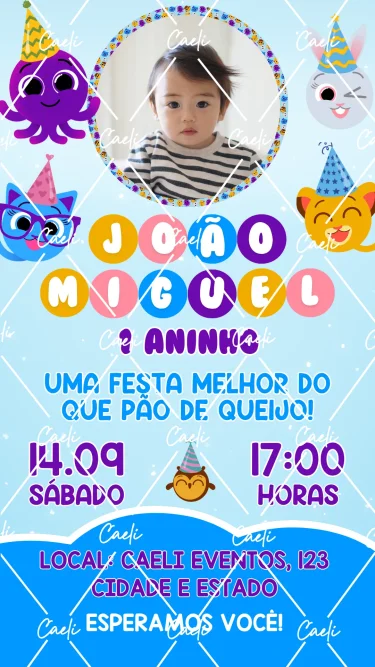 Convite Digital Bolofofos Menino