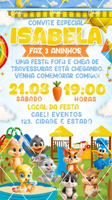 Convite Digital Baby Looney Tunes 3