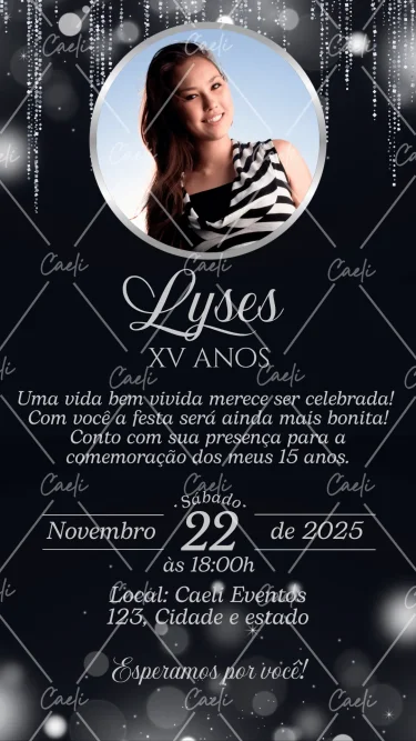 Convite Debutante 15 Anos Prata