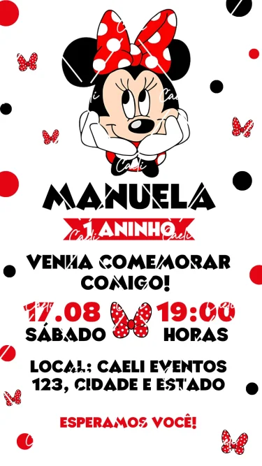 Convite Digital Minnie Vermelha
