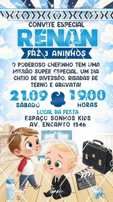 Convite Digital Poderoso Chefinho Cute