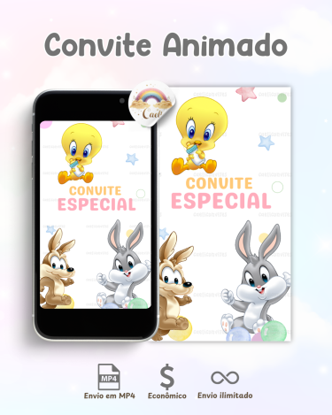 Convite Animado Baby Looney Tunes Menino 3