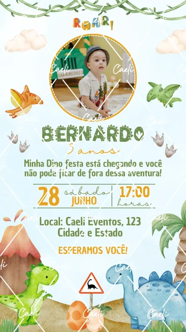 Convite Digital Dinossauro Menino 3