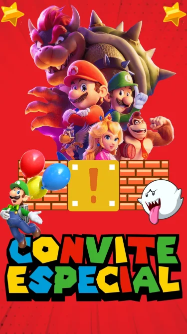 Convite Animado Super Mario