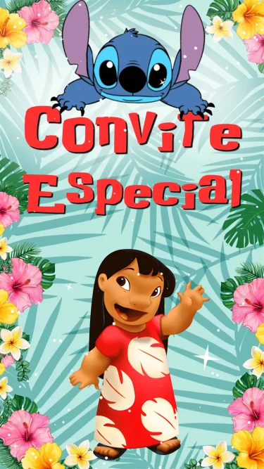 Convite Lilo e Stitch Animado 3