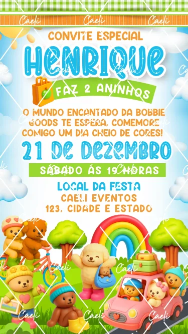Convite Digital Bobbie Goods Menino