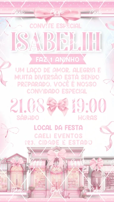 Convite Digital Laços Rosa