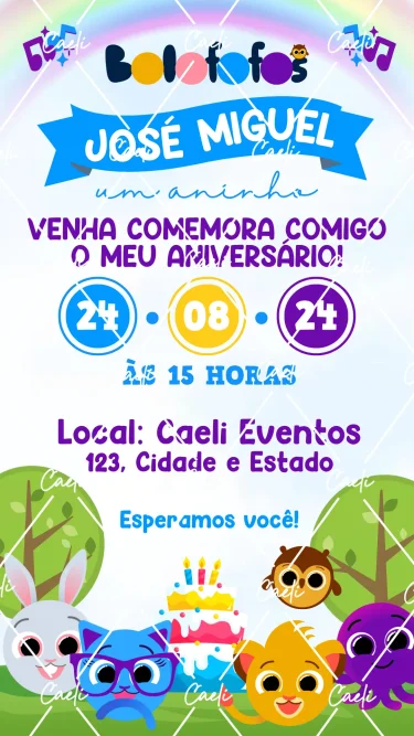 Convite Digital Bolofofos Menino 2