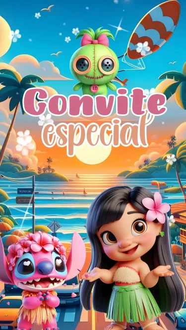 Convite Lilo e Stitch Animado 2