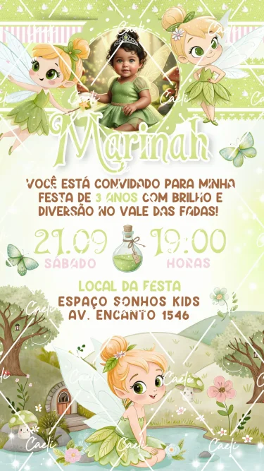 Convite Digital Sininho Tinker Bell 1