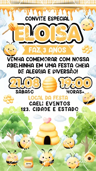 Convite Digital Abelhinha Cute