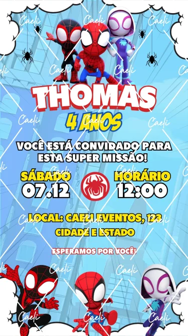 Convite Digital Spidey e seus Amigos