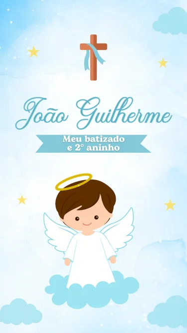 Convite Animado Batizado Azul