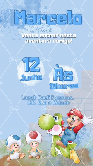Convite Digital Super Mario 5