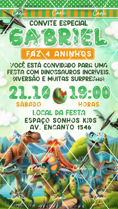 Convite Digital Dinossauro Menino 4