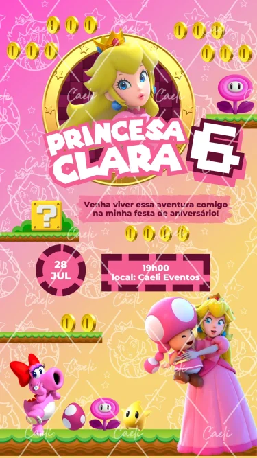 Convite Digital Princesa Peach