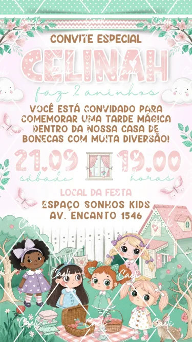 Convite Digital Casa de Bonecas 1