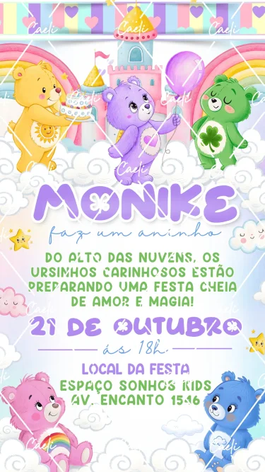 Convite Digital Ursinhos Carinhosos 1