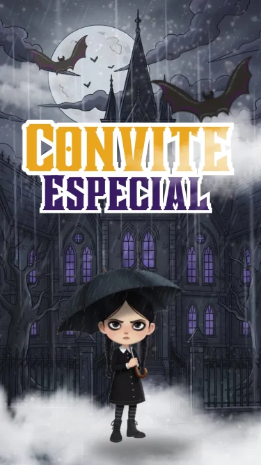 Convite Animado Wandinha Cute