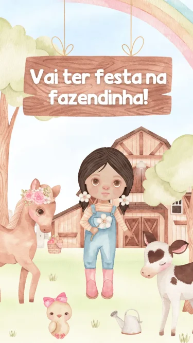 Convite Animado Fazendinha Rosa 2