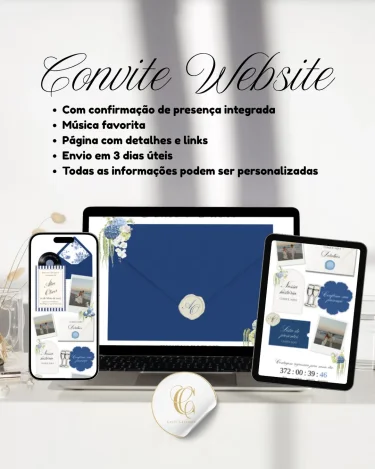 Convite Site de Casamento Azul Marinho