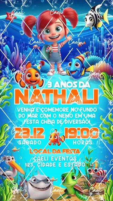 Convite Digital Procurando Nemo