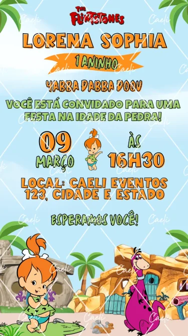Convite Digital Bam-Bam e Pedrita