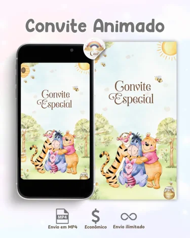 Convite Ursinho Pooh 1 editável