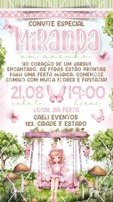 Convite Digital Fadinha Rosa 2
