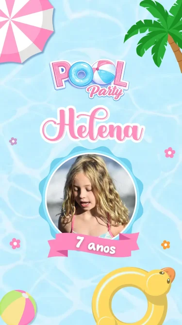 Convite Animado Pool Party Menina