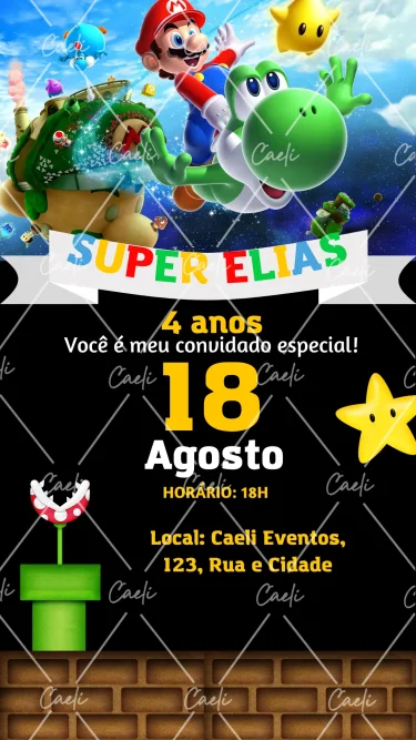 Convite Digital Super Mario 3