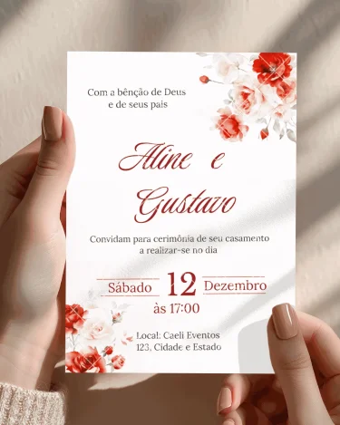 Convite de Casamento Bege