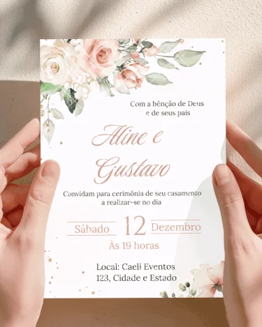 Convite de Casamento Rosa
