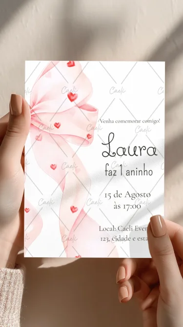Convite Laços Rosa 6