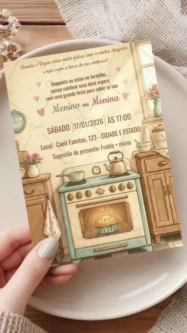 Convite Chá Revelação Forninho