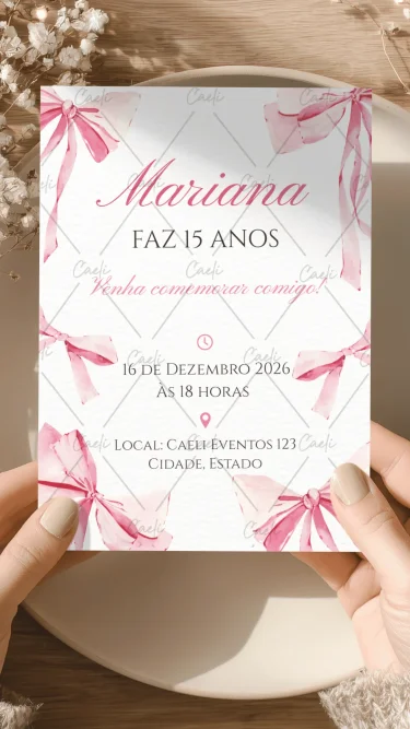 Convite Laços Rosa 2
