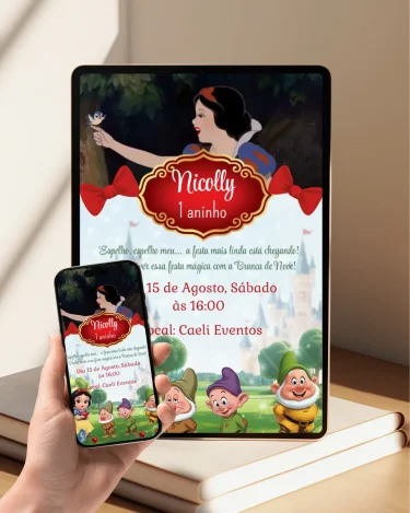 Convite Animado Branca de Neve Baby