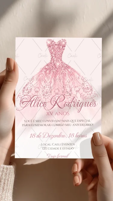 Convite Debutante 15 anos Rosa 7
