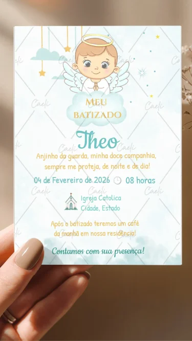 Convite Batizado Azul