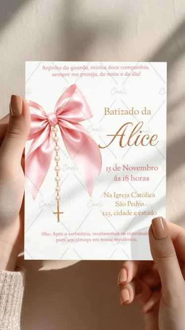 Convite Batizado Rosa 3