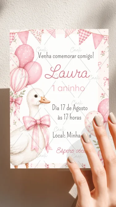 Convite Ganso Rosa