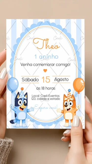 Convite Bluey Azul 1