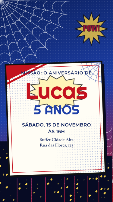 Convite Animado Herói da Teia
