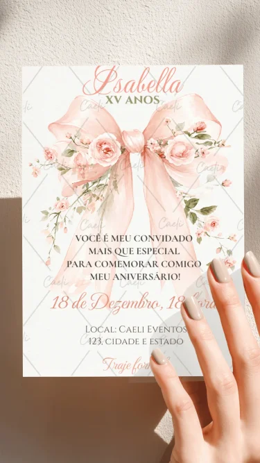 Convite Debutante 15 anos Rosa 6