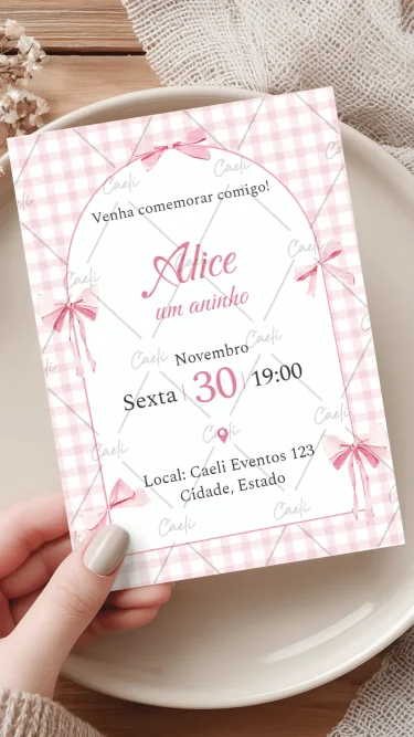 Convite Laços Rosa 5