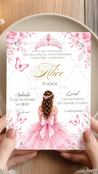 Convite Debutante 15 anos Rosa 1